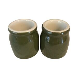 Vintage Hall Ironstone Forest Green Mini Jug Creamers (2)